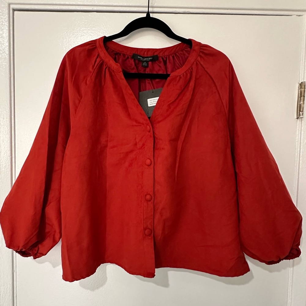 Marc New York Red Blouse with Button Detail